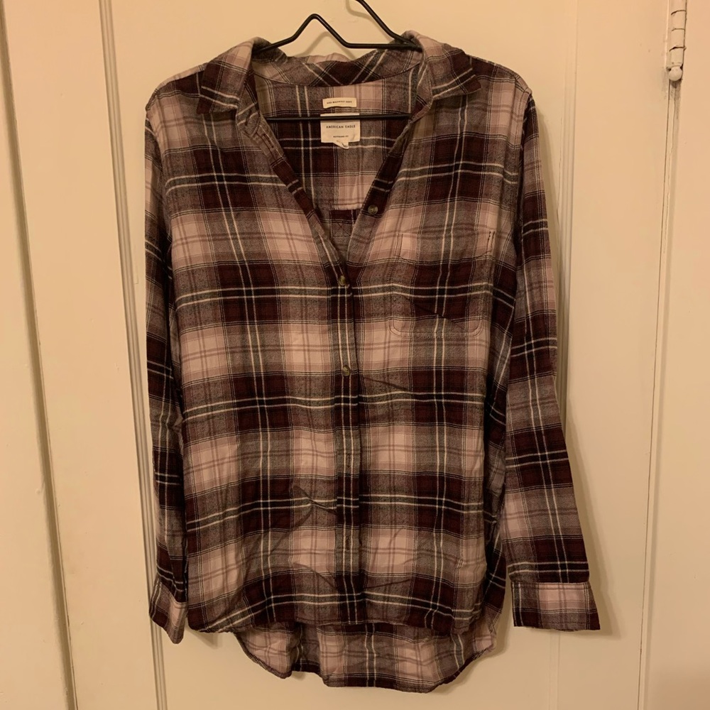 Purple American Eagle Boyfriend Flannel